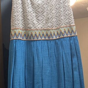 Blue and Cream Women's Dress